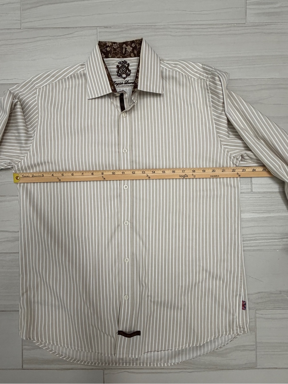 English Laundry Christopher Wicks Stripe Long Sleeve Dress Shirt 17 34/35 - Picture 10 of 15